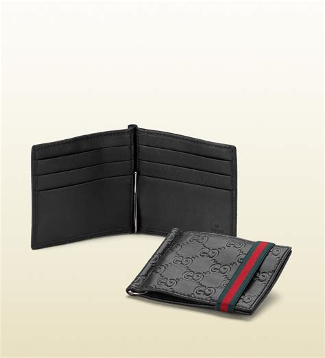 gucci card holder with money clip|gucci leather money clip wallet.